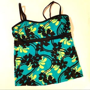 Athletech Floral modest Tankini Swim Top wms 6 EUC